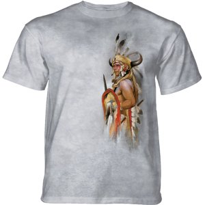 Pánske batikované tričko The Mountain - LOOK OF WAR - indiánske - svetlo šedé Veľkosť: 4XL