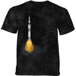 Pánske batikované tričko The Mountain - APOLLO SKETCH - vesmír - čierne Veľkosť: 4XL