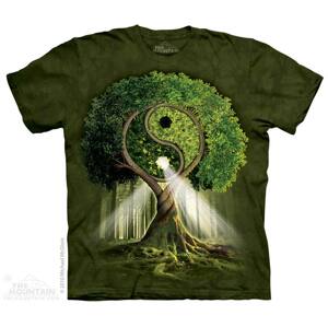 Pánske batikované tričko The Mountain - Yin Yang Tree - zelené Veľkosť: M