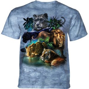 Pánske batikované tričko The Mountain - Big Cats Jungle - modrá Veľkosť: XXXL