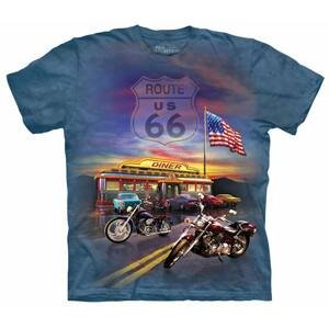 Pánske batikované tričko The Mountain - Route 66- modré Veľkosť: S