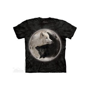 Pánske batikované tričko The Mountain - Ying Yang Vlci - čierna Veľkosť: L
