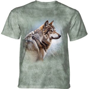 Pánske batikované tričko The Mountain -  King of the hill Wolf - zelené Veľkosť: XXXL