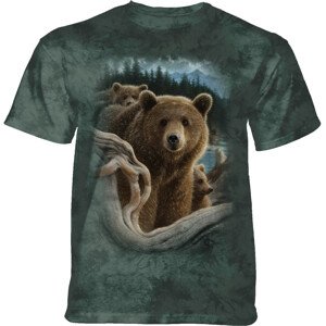 Pánske batikované tričko The Mountain - Backpacking Bear - zelená Veľkosť: L