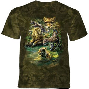 Pánske batikované tričko The Mountain - Big Cats Paradise - zelená Veľkosť: XXL