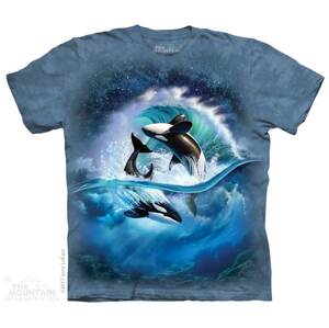 Pánske batikované tričko The Mountain - Orca Wave - modrá Veľkosť: XL