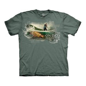Pánske batikované tričko The Mountain - Rybárčim každý deň- zelené Veľkosť: 4XL