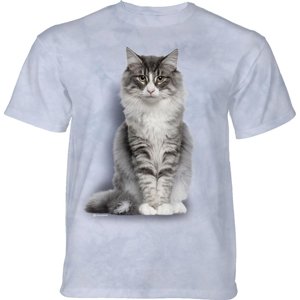 Pánske batikované tričko The Mountain - Sediaca mačka - modré Veľkosť: XXL