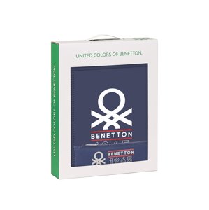 Safta darčekový set Benetton "Varsity" - dosky, notes a peračník - modrý