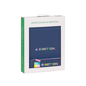 Safta darčekový set Benetton "Cool" - dosky, notes a peračník - modrý