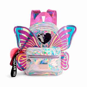 Karactermania Oh My Pop! Dievčenský módny batoh s motýlími krídlami 6L - strieborný