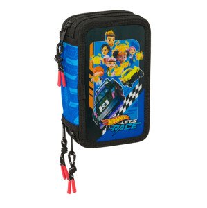 Trojkomorový peračník s príslušenstvom Safta Hot Wheels "Let's Race"
