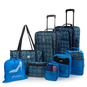 (VADA) ITACA set 8 kusov cestovnej batožiny a príslušenstva - modrá - MENŠÍ KUFOR PRELIAČENÝ ROH