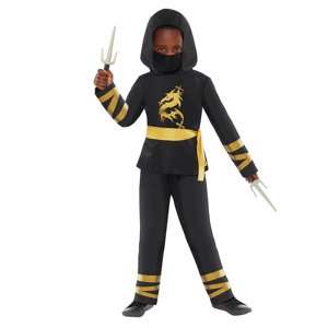 Amscan detský karnevalový kostým Gold ninja Veľkosť: 3-4