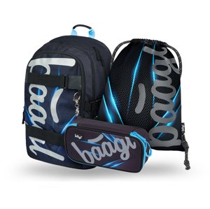 Školský 3 set - batoh, peračník, vrecko BAAGL Skate Bluelight - 25 L