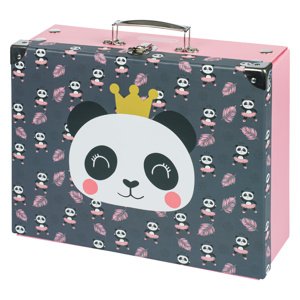 Baagl Skladací školský kufrík Panda s kovaním