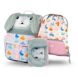 Školský 3 set - aktovka, peračník, vrecko BAAGL Zippy Bunny - 18 L