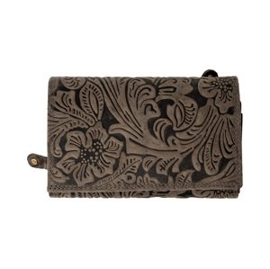 Kožená dámska stredná peňaženka WILD By Loranzo - sivá - ornamenty