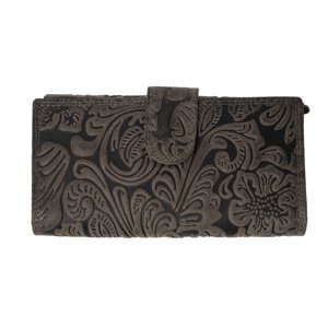 Kožená dámska veľká peňaženka WILD By Loranzo - sivá - ornamenty