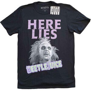 RockOff Beetlejuice unisex tričko: HERE LIES… - čierna Veľkosť: XL