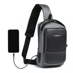 KONO Smart sling unisex crossbody batoh / taška - 5L - čierno - sivý