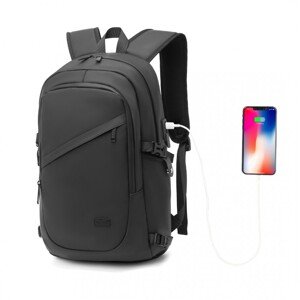 Kono vodeodolný batoh s PVC poťahom a USB portom 18L - čierny
