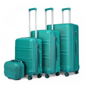 KONO Set 4 cestovných kufrov s horizontálnym dizajnom - ABS - tyrkysová - 10L/44L/66L/96L