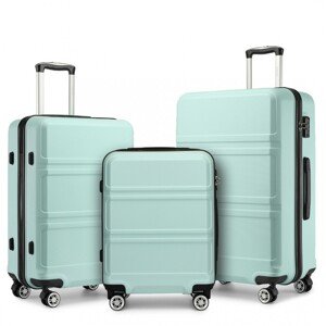 KONO Set 3 cestovných kufrov - ABS - mint - 44L/66L/96L