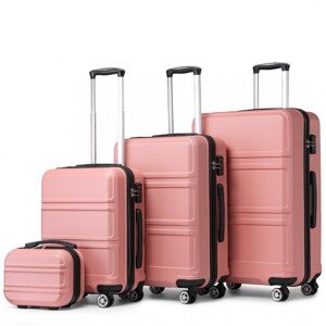 KONO Set 4 cestovných kufrov s horizontálnym dizajnom - ABS - nude - 10L/44L/66L/96L