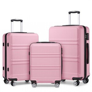 KONO Set 3 cestovných kufrov - ABS - ružová - 44L/66L/96L