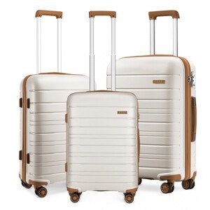 Súprava 3 cestovných kufrov Kono Elegant - béžovo-hnedá - PP - 39L / 70L / 103L