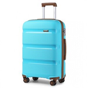 KONO Cestovný  kabínový kufor na kolieskach Classic Collection - modro hnedý - 50L
