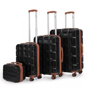 KONO set 4 škrupinových kufrov s TSA zámkom - čierno hnedá -10L/39L/69L/105L - ABS