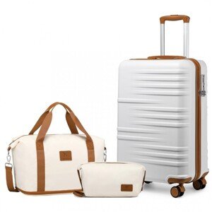 British Traveller odolný kufor PC+ABS 36L a sada batožiny - béžová