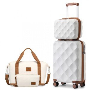 British Traveller 4 dielna cestovná sada kufra 34L a batožiny - béžovo-hnedá