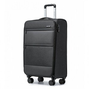 British Traveller Suitcase kufor s mäkkým povrchom a s priehradkou na notebook - čierny - 40L