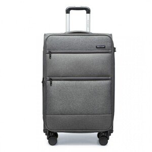 British Traveller Suitcase rozšíriteľný kufor s mäkkým povrchom a TSA zámkom - sivý - 75L