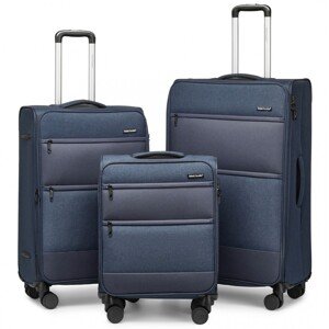 KONO British Traveller set 3 kufrov s TSA zámkom 40/75/117L - navy