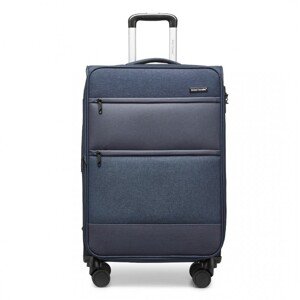 British Traveller Suitcase rozšíriteľný kufor s mäkkým povrchom a TSA zámkom - navy - 75L
