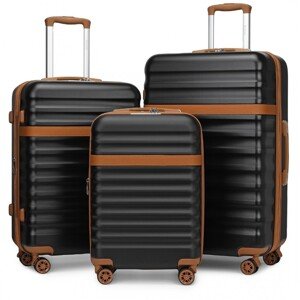 Sada 3 cestovných ABS+PC kufrov Kono 33L/57L/87L - čiernohnedá