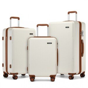3dielna minimalistická sada kufrov z ABS+PC - 33/60/92 L Kono - béžová