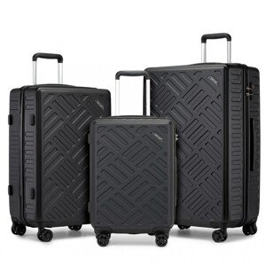 Sada kufrov Supercase 3 ks – geometrický vzor ABS+PC - 31/56/85 L - čierna