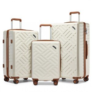Sada kufrov Supercase 3 ks – geometrický vzor ABS+PC - 31/56/85 L - béžová