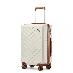 Kabínový škrupinový kufor 31 L - Geometrický vzor - ABS+PC - Supercase - béžová