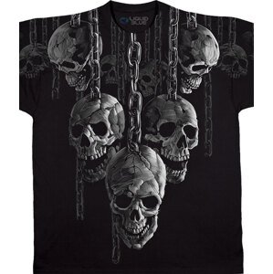 Liquid Blue Pánske bavlnené tričko Hanging Out Skulls - čierne Veľkosť: 4XL