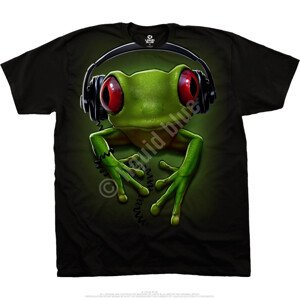 Liquid Blue Pánske bavlnené tričko Frog Rock Musica - čierne Veľkosť: XXL