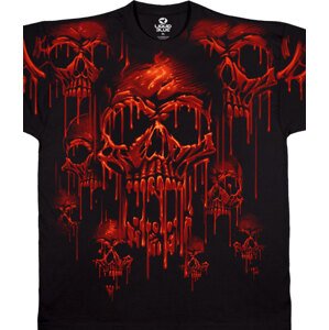 Liquid Blue Pánske bavlnené tričko Acid Rain Skulls - čierne Veľkosť: L