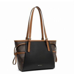 Miss Lulu elegantná kabelka s monogramovým vzorom - čierno hnedá