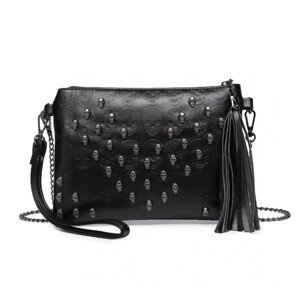 KONO Miss Lulu dámska crossbody kabelka s lebkami - čierna