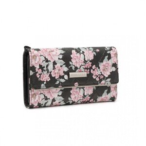 Miss Lulu dámska peňaženka s potlačou kvetín - čierna